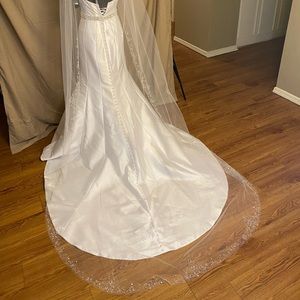 Wedding Veil, Rhinestone trim, Floor length/Cathedral length 108 inches